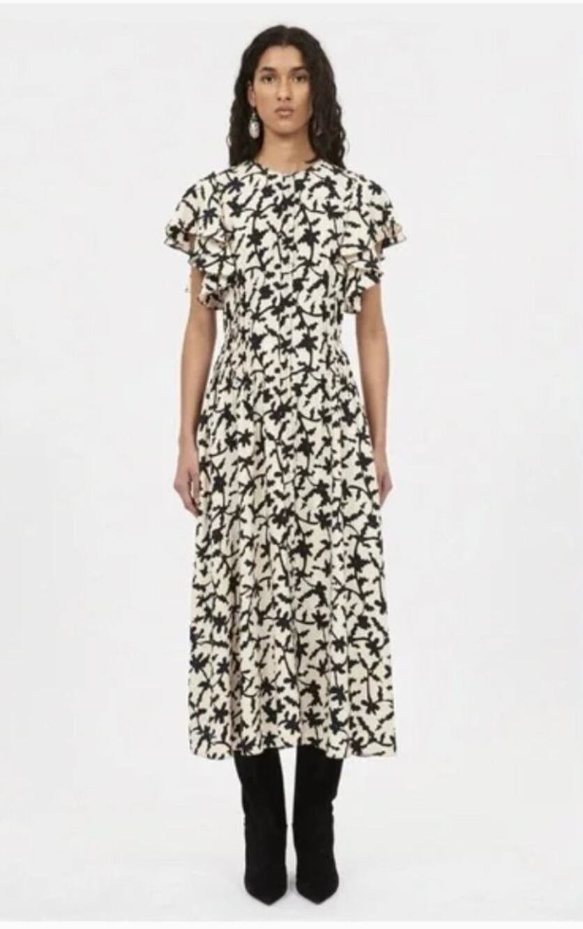 ULLA JOHNSON Sz 6 Anais Moonstone Print Midi Dress
